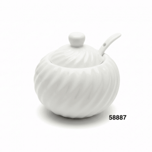 AZUCARERA PORCELANA C/TAPA+CUCHARA 10X10CM