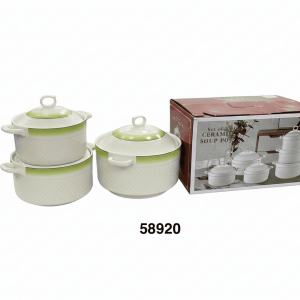 SET PYREX PORCELANA C/TAPA 3/1 18/20/23CM