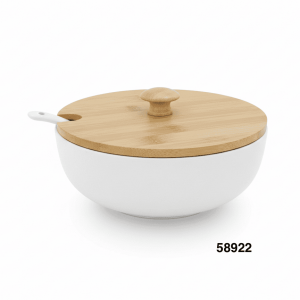 PYREX REDONDO C/TAPA MADERA+CUCHARA 20X8.5CM