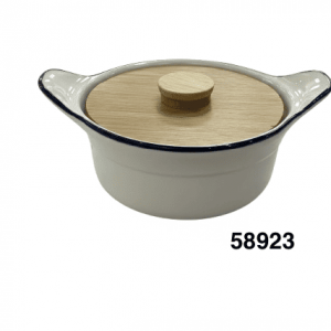 PYREX REDONDO C/TAPA MADERA 16X12.5X6.5CM