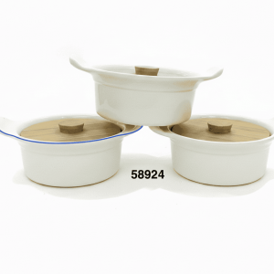 PYREX REDONDO C/TAPA MADERA 19.3X15.5X7CM