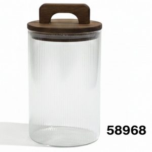 FRASCO CRISTAL C/TAPA BAMBU 10X18.5CM