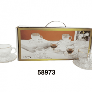 SET TAZA C/PLATILLO  ORILLA DORADA 7.8X6.5CM 12/1