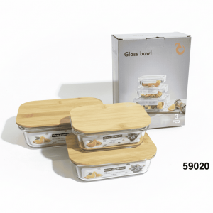 SET ENVASE CRISTAL C/TAPA BAMBU 3/1 410/680/1040ML