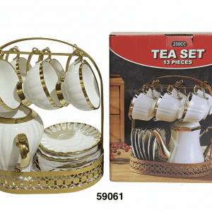 SET CAFE BLANCO/DORADO 13/1 ESTANTE
