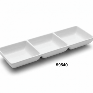 PLATO RECTANGULAR C/3DIV MELAMINA BLANCO 33X12CM