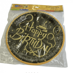 PARTY SET PLATOS PAPEL 9" 12/1 HBD NGRO