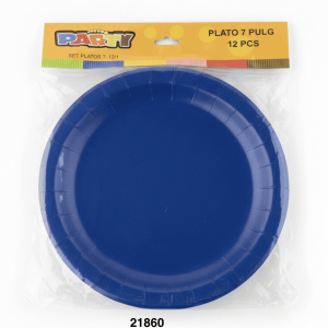 PARTY SET PLATOS PAPEL 7" 12/1  AZUL OSCURO