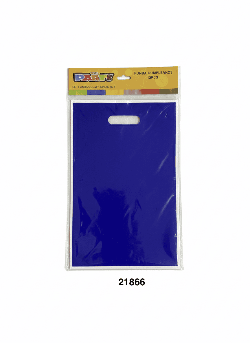 PARTY SET FUNDAS PLASTICAS 17X25CM 12/1 AZUL OSCURO