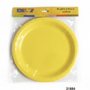 PARTY SET PLATOS PAPEL 9" 12/1 AMARILLO