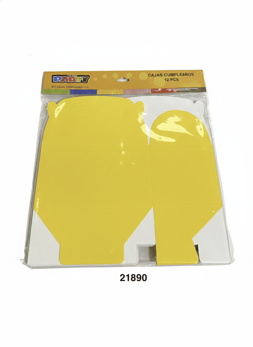 PARTY SET CAJA CUMPLEAÑOS 16X10X16CM 12/1 AMARILLO