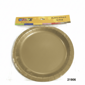 PARTY SET PLATOS PAPEL 9" 12/1 DORADO