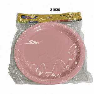 PARTY SET PLATOS PAPEL 9" 12/1 ROSADO