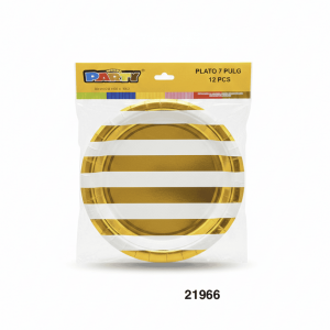 PARTY SET PLATOS PAPEL 7" 12/1 BLANCO DORADO