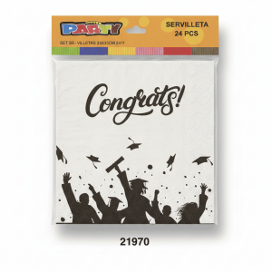 PARTY SET SERVILLETAS 33X33CM 24/1 GRADUACION