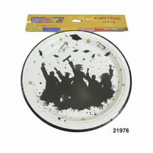 PARTY SET PLATOS PAPEL 7" 12/1 GRADUACION