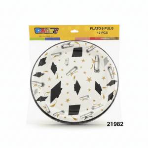 PARTY SET PLATOS PAPEL 9" 12/1 GRADUACION