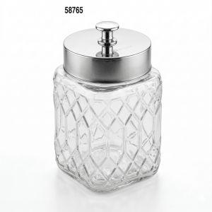 FRASCO CRISTAL C/TAPA METAL 1100ML 11.5X11.5X14CM