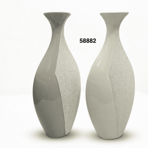 FLORERO PORCELANA GRIS/CREMA 17"