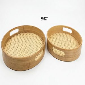 SET BANDEJA DECORATIVA RATTAN 2/1 30/35CM