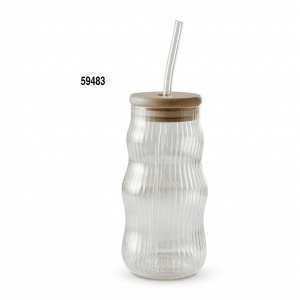 JARRA CRISTAL C/SORBETE TAPA BAMBU 7X12CM