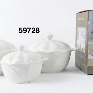 SET PYREX PORCELANA C/TAPA 21/27/30CM