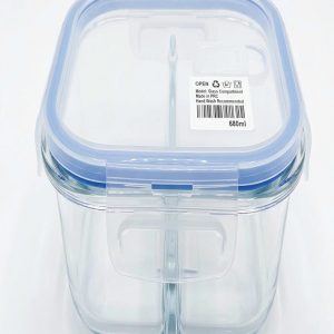 ENVASE HTICO CUAD CRIST 2DIV C/TAPA 16X16X6.5CM