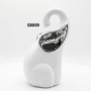 ELEFANTE PORCELANA BLANCO/PLAT 14.7X10.8X23CM