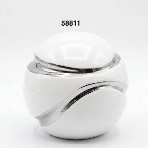 BOLA ADORNO BLANCO/PLATA 9.5X9.5X9CM