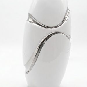 FLORERO BLANCO/PLATA 16.3X11.3X29.3CM