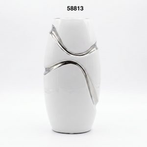 FLORERO BLANCO/PLATA 14X11X26CM