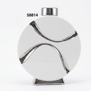 FLORERO C/TAPA BLANCO/PLATA 24X9X28CM