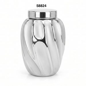 FLORERO C/TAPA GRIS/PLATA 16.5X16.5X24CM