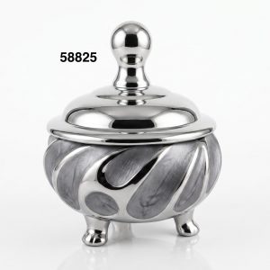 BOMBONERA PORCELANA C/TAPA GRIS/PLATA 19X19X20CM