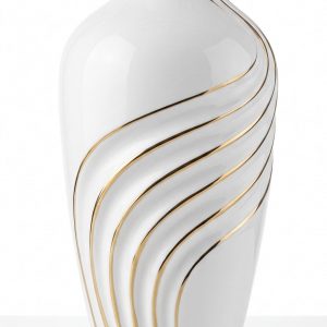 FLORERO C/DIS BLANCO/DORADO 14.5X14.5X32.5CM