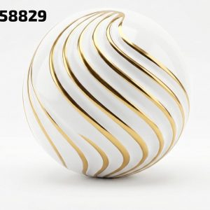 BOLA DECORATIVA C/DIS BLANCO/DORADO 9.3X9.3X9CM