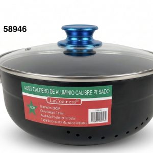 LACOCINERA CALDERO TEFLON C/TAPA CRISTAL 26CM