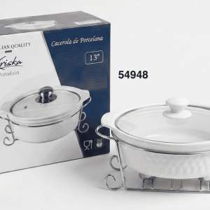 KRISKA PYREX C/TAPA CRISTAL+BASE OVALADO 13"