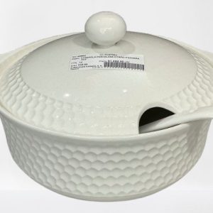 CASEROLA PORCELANA C/TAPA+CUCHARA 10.5"