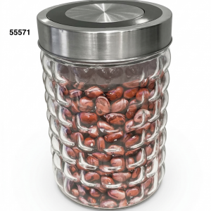 FRASCO CRISTAL C/TAPA METAL 13.6X13.6X16.7CM