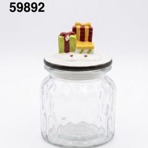 FRASCO CRISTAL C/TAPA NAVIDAD 10.3X10CM