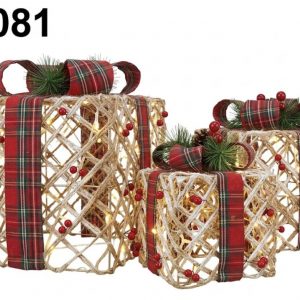 SET REGALOS NAVIDAD C/LUZ 15/20/25CM