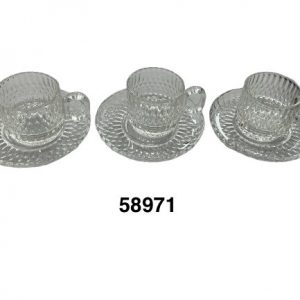 SET TAZA C/PLATILLO CRISTAL BROCADA 6.3X5.5CM 12/1
