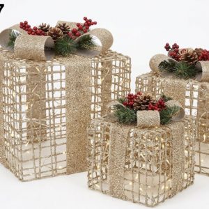 SET REGALOS NAVIDAD C/LUZ 15/20/25CM