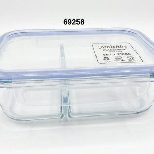 ENVASE HTICO RECT CRIST 2DIV C/TAPA 19.8X14.5X6.5CM