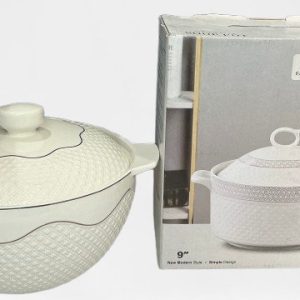 CASEROLA RDDA PORCELANA C/TAPA ORILLA DOR 27.5X11.5CM