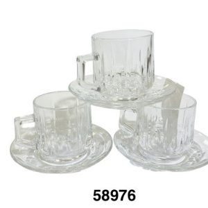 SET TAZA C/PLATILLO CRISTAL BROCADA 7X7.2CM 12/1