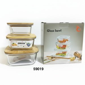 SET ENVASE CRISTAL C/TAPA BAMBU 3/1 370/520/800ML